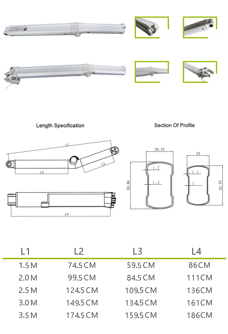 AFA500 Retractable Awning LED Lighting Arm